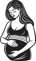 silhouette de Enceinte femme illustration noir et blanc vecteur