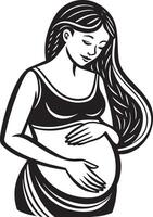 silhouette de Enceinte femme illustration noir et blanc vecteur