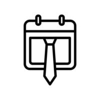 icône de calendrier avec cravate. fête des pères. icône de style de contour. illustration simple. trait modifiable. vecteur de modèle de conception