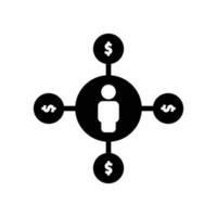 icône de personnes avec dollar. symbole de l'entreprise. illustration simple. trait modifiable. vecteur de modèle de conception