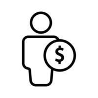 icône de ligne de personnes avec dollar. symbole de l'entreprise. illustration simple. trait modifiable. vecteur de modèle de conception