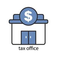 icône du bureau des impôts. conception colorée de ligne à deux tons. trait modifiable. vecteur de modèle de conception