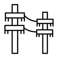 icône de ligne de poteau électrique vecteur