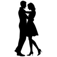 homme câlins femme romantique moment silhouette vecteur