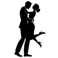 homme câlins femme romantique moment silhouette vecteur