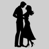 homme câlins femme romantique moment silhouette vecteur