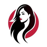 produits de beauté magasin logo art illustration avec femme visage vecteur