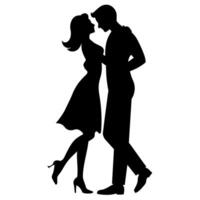 homme câlins femme romantique moment silhouette vecteur