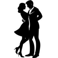 homme câlins femme romantique moment silhouette vecteur