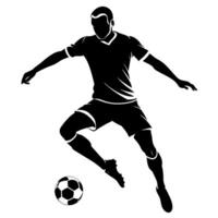 une football joueur donner un coup le Balle silhouette, blanc Contexte vecteur