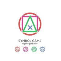 logo de jeu, conception de symboles ronds, carrés, triangulaires et x, vecteur libre