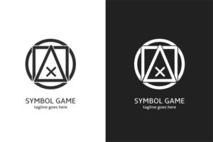 logo de jeu, conception de symboles ronds, carrés, triangulaires et x, vecteur libre