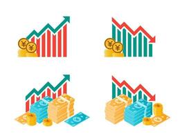 illustrations de fluctuation de l'argent du yen japonais vecteur