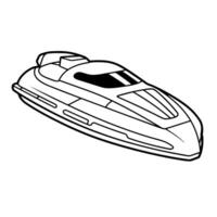 croisière par dessins avec une la vitesse bateau contour icône, parfait pour Marin thèmes. vecteur