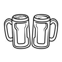 contour icône de deux Bière tasses, idéal pour pub et Brasserie conceptions. vecteur