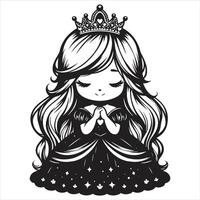 Princesse coloration livre Bureau fille dessin animé griffonnage kawaii anime mignonne illustration dessin clipart personnage vecteur