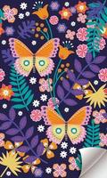 motif tropical papillon vecteur