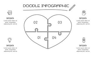 griffonnage infographie éléments avec 4 options. affaires modèle pour présentation vecteur