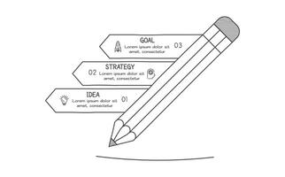 griffonnage infographie éléments avec 3 options. affaires modèle pour présentation vecteur