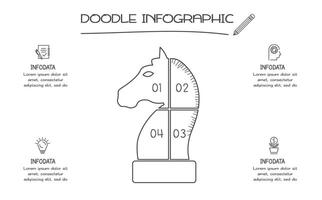 griffonnage infographie éléments avec 4 options. affaires modèle pour présentation vecteur