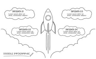 griffonnage infographie éléments avec 4 options. affaires modèle pour présentation vecteur