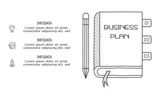griffonnage infographie éléments avec 3 options. affaires modèle pour présentation vecteur
