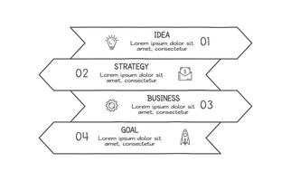 griffonnage infographie éléments avec 4 options. affaires modèle pour présentation vecteur