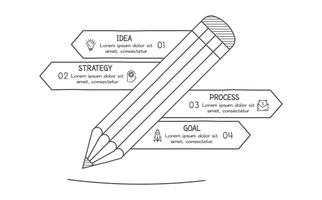 griffonnage infographie éléments avec 4 options. affaires modèle pour présentation vecteur