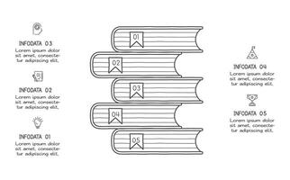 griffonnage infographie éléments avec 5 options. affaires modèle pour présentation vecteur