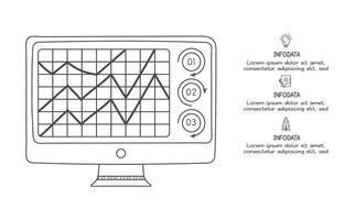 griffonnage infographie éléments avec 3 options. affaires modèle pour présentation vecteur