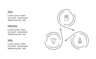 griffonnage infographie éléments avec 3 options. affaires modèle pour présentation vecteur