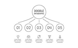 griffonnage infographie éléments avec 5 options. affaires modèle pour présentation vecteur