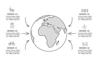 griffonnage infographie éléments avec 6 options. affaires modèle pour présentation vecteur