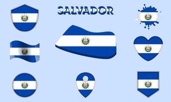 collection de plat nationale drapeaux de Salvador avec carte vecteur