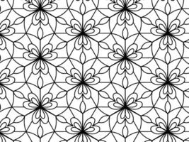 complexe sans couture noir et blanc floral géométrique modèle avec symétrique fleur motifs et délicat lignes. parfait pour adulte coloration livres, textile impressions, fonds d'écran, et divers conception projets, offre une classique et élégant esthétique. vecteur