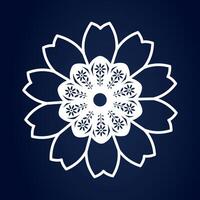 complexe mandala fleur conception sur bleu Contexte vecteur