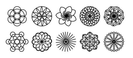 ensemble de sacré géométrie symboles et circulaire fleur motifs vecteur