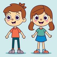 dessin animé garçon et fille élèves dans décontractée tenues vecteur