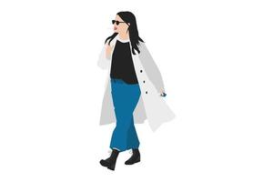 illustration vectorielle de femmes à la mode marchant sur le trottoir vecteur