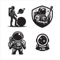 astronaute silhouette icône graphique logo conception vecteur