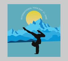 international yoga journée affiche avec silhouette de une femme dans yoga pose vecteur