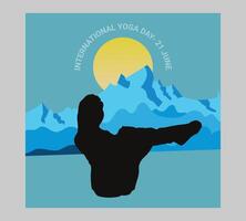 international yoga journée affiche avec silhouette de une femme dans yoga pose vecteur