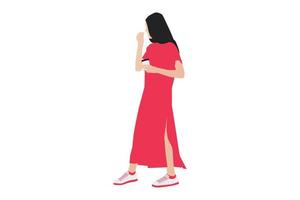 illustration vectorielle de femmes élégantes posant sur le trottoir vecteur