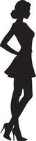 mode modèle de magnifique femme illustration, noir Couleur silhouette vecteur