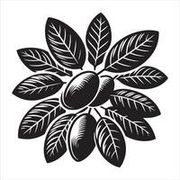 Indien prune fruit, noir Couleur silhouette vecteur