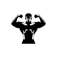 fort homme montrant muscles silhouette. musclé bodybuilder plein longueur corps vecteur