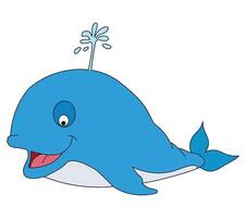 mignonne souriant baleine dessin animé isolé sur blanc Contexte vecteur