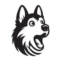 surpris alaskan malamute chien visage illustration dans noir et blanc vecteur