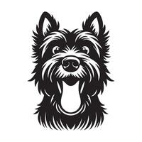 excité Écossais terrier chien visage illustration dans noir et blanc vecteur