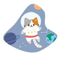 joli chat astronaute vecteur